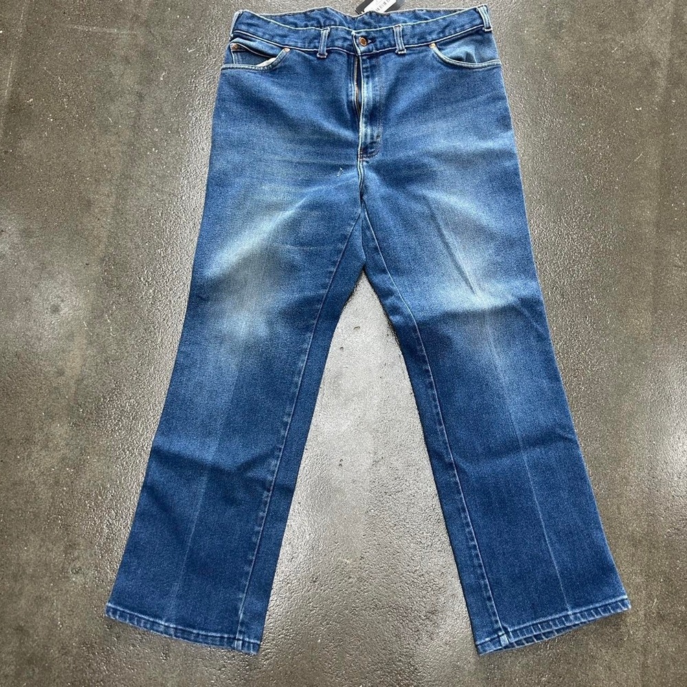 Vintage 70s Long Haul Medium Wash 35" Denim Blue Jeans